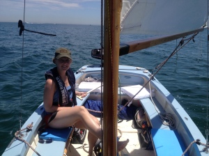 Alana at the helm on Port Phillip Bay